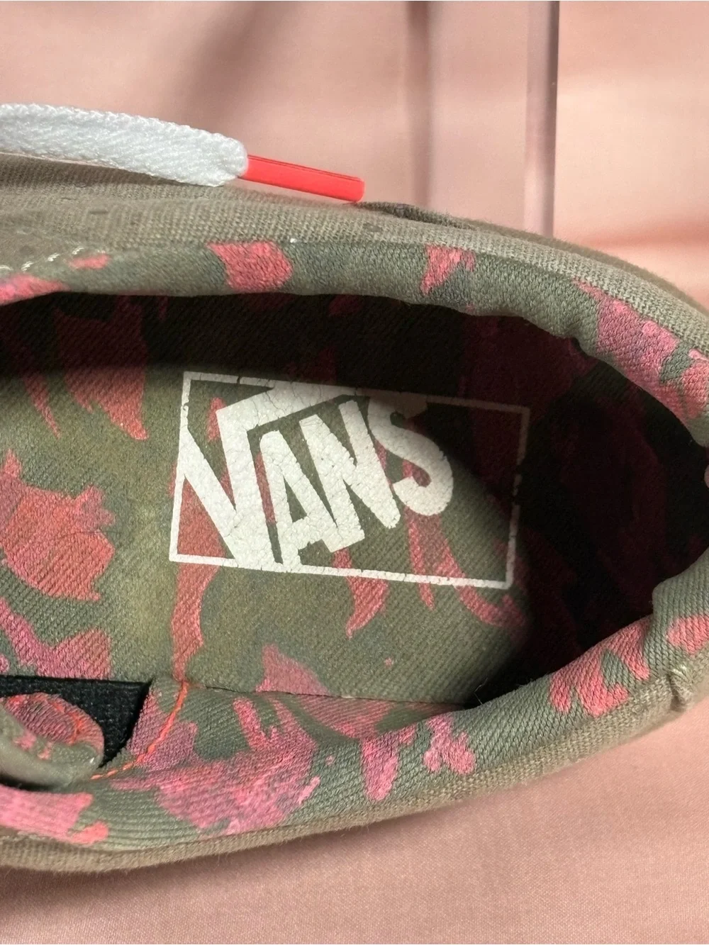 Vans Women's Khaki-Tan-Greenish Canvas Color With Silver Chips Sneakers Size 9.5